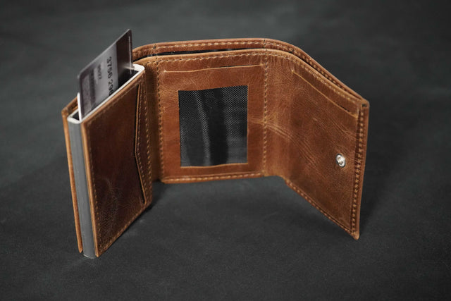 Men Brown Leather RFID Wallet