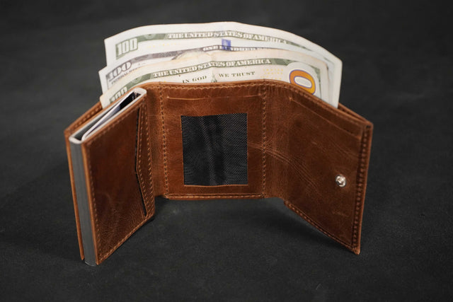 Men Brown Leather RFID Wallet