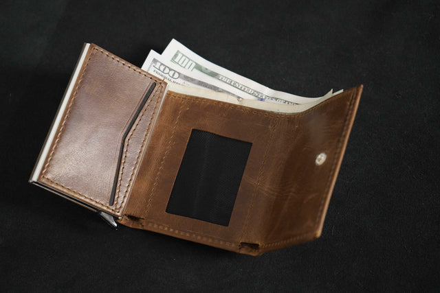 Men Brown Leather RFID Wallet