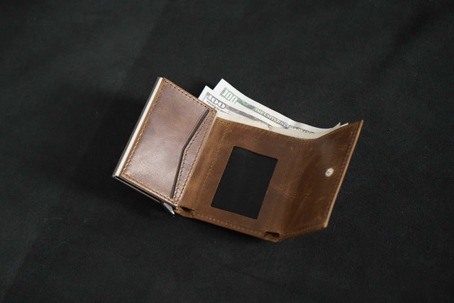 Men Brown Leather RFID Wallet