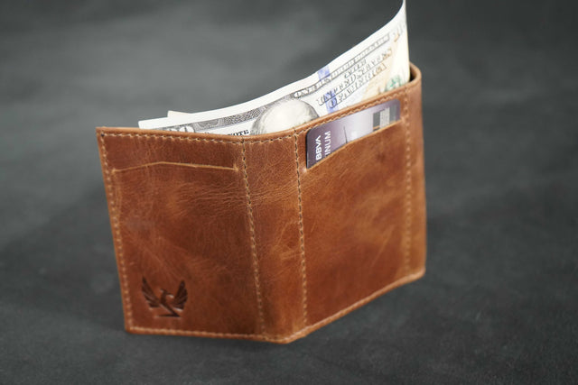 Men Brown Leather RFID Wallet