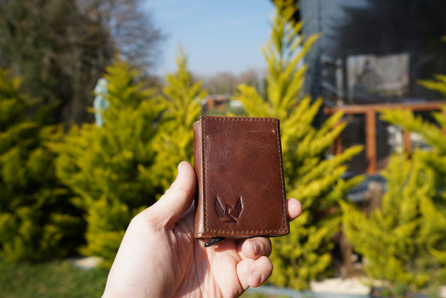 Men Brown Leather RFID Wallet