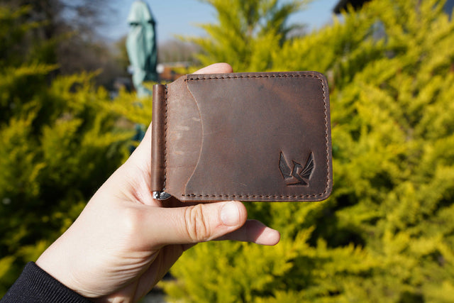 Men's Brown Leather Money Clip Wallet