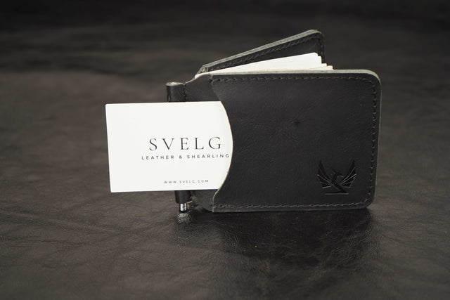 Men's Black Leather Money Clip Wallet