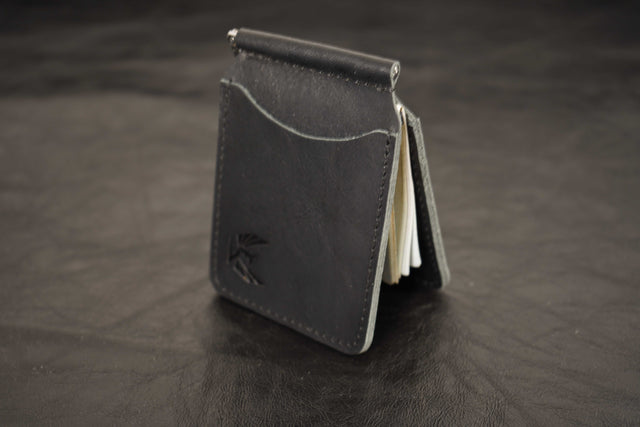 Men's Black Leather Money Clip Wallet