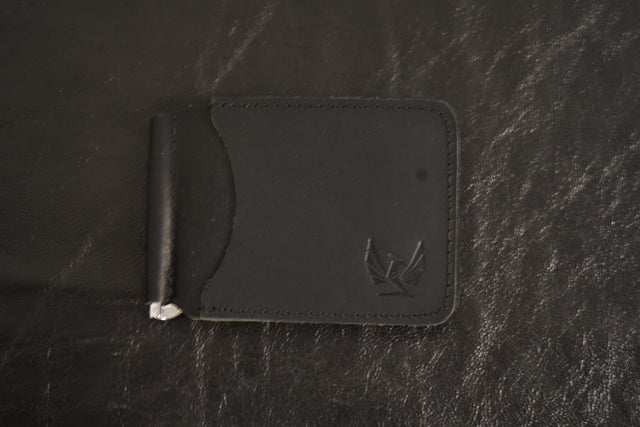 Men's Black Leather Money Clip Wallet