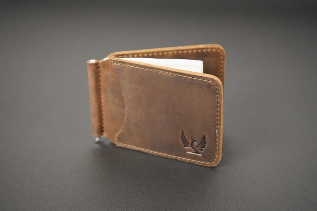 Men's Brown Leather Money Clip Wallet