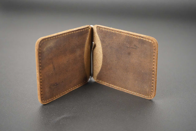 Men's Brown Leather Money Clip Wallet