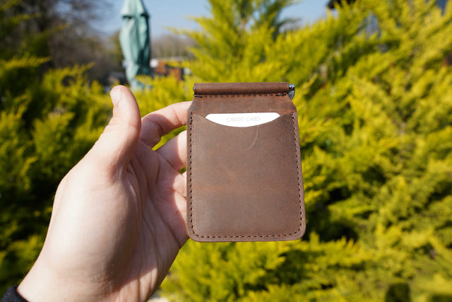 Men's Brown Leather Money Clip Wallet